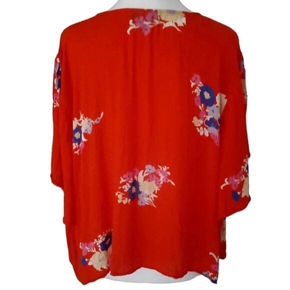 Mod Cloth Breezy Tendency Crop Top Floral Tie Front Oversized Drapey Size 2X - Picture 4 of 10